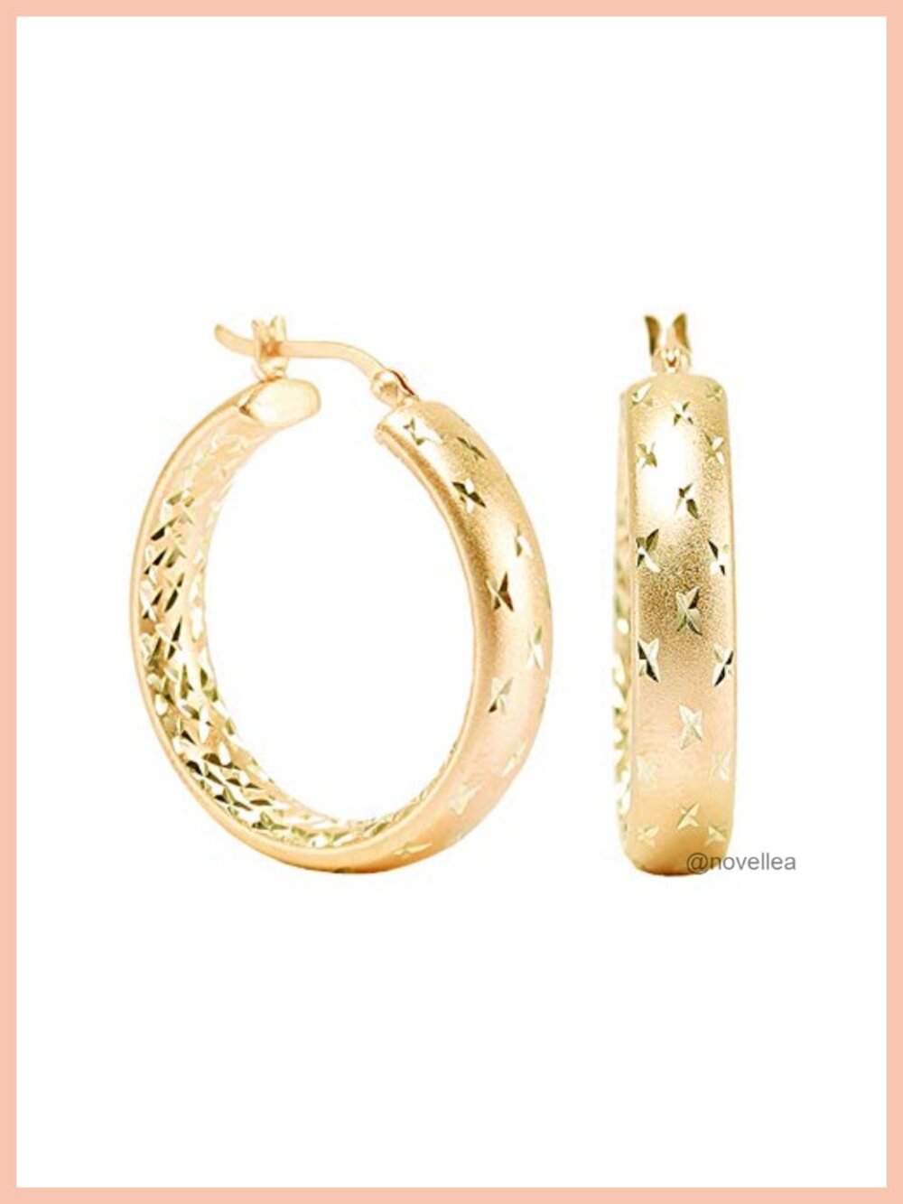 Sterling Silver Hoop Earrings 30mm Diamond-Cut Click-Top 14K Gold & Rose Gold